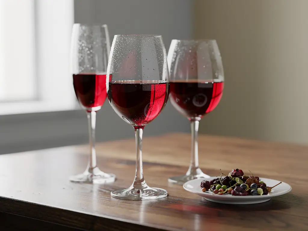 Wat gebeurt er met zuren en tannines in verschillende glazen?